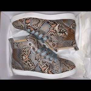 Christian Louboutin Orlato Flat Python Roccia Denim Sneakers